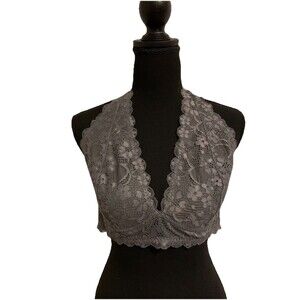 Intimately Free People Ladies Size Large L Halter Bralette Gray Lace